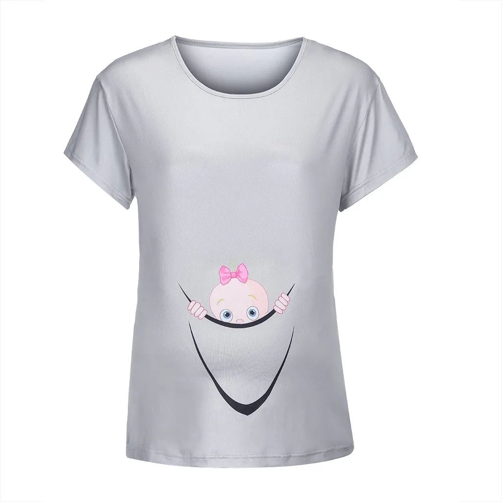 Maternity Tops Cute Letter Print Multicolor O-Neck Short Sleeve Pregnant T-shirt Pregnancy Shirts Ropa Maternal De Moda | Мать и ребенок