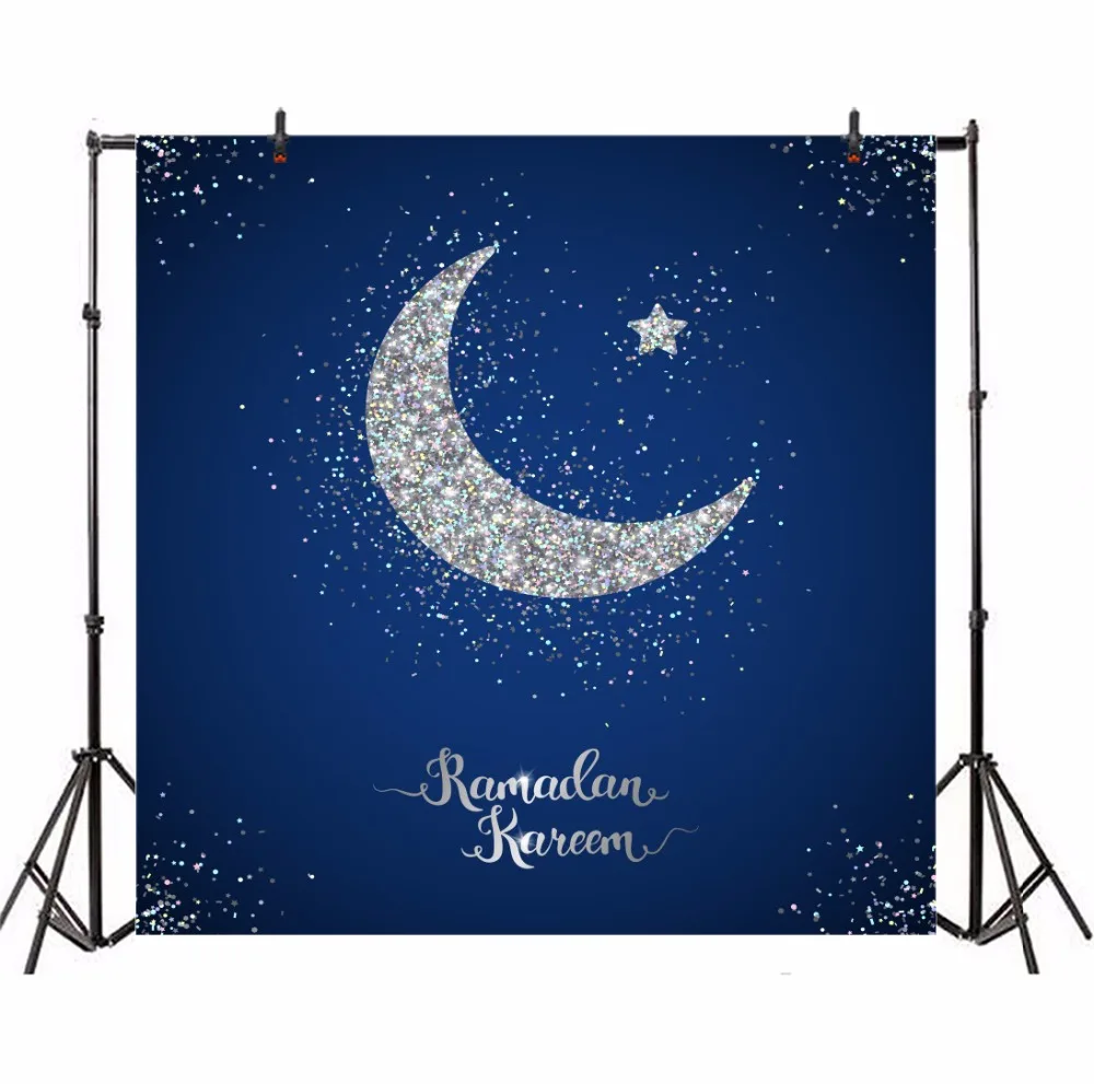 Laeacco Рамадан Карим Silver Moon Star темно-синий фестивали партия фотографии фоном