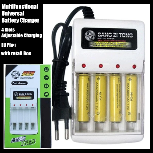 

100-240V Multifunctional EU Plug Universal Battery Fast Charger,4 Slot Adjustable Charging,Standard AA,AAA Rechargeable