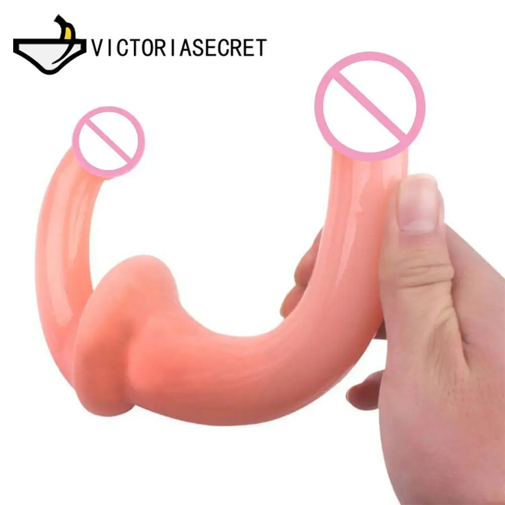 Двойной головкой пенис большой фаллоимитатор реалистичный мастурбация