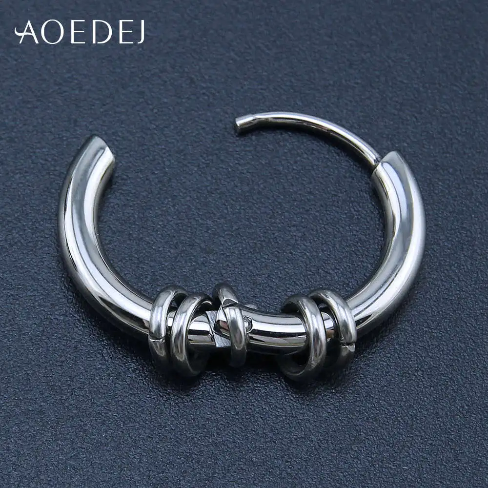 AOEDEJ серьги-кольца золотистого цвета из нержавеющей стали маленькие серьги-кольца для женщин и мужчин в стиле панк круглые серьги на клипсах Creole Femme