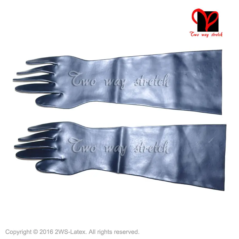 Длинные латексные перчатки Gummi Opera черные резиновые длиной до колена с пятью