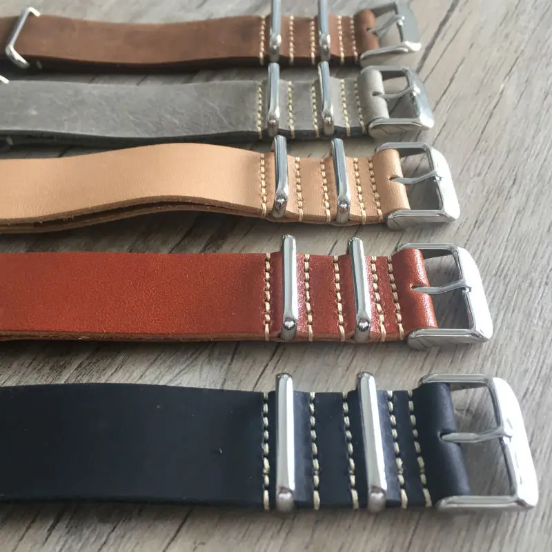 

High Quality Vintage Genuine Leather nato watch Straps Watchband for Military Watch 20mm 22mm 24mm brown red gray Fast delivery