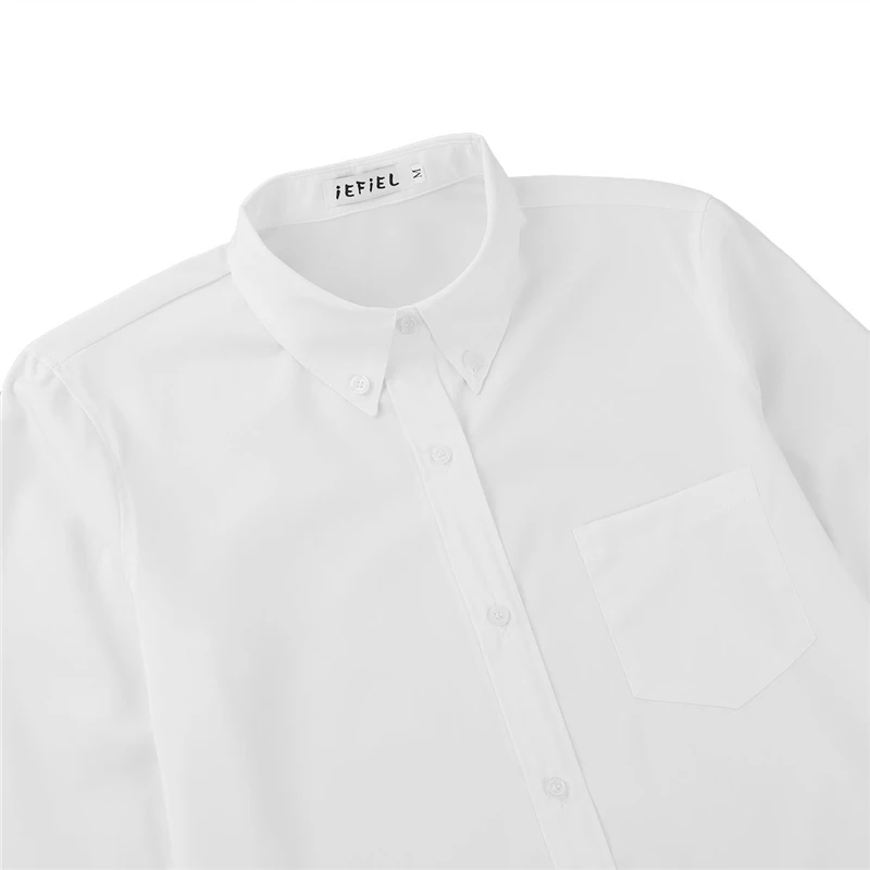 Женская Однотонная рубашка с длинным рукавом и карманом элегантные топы белого