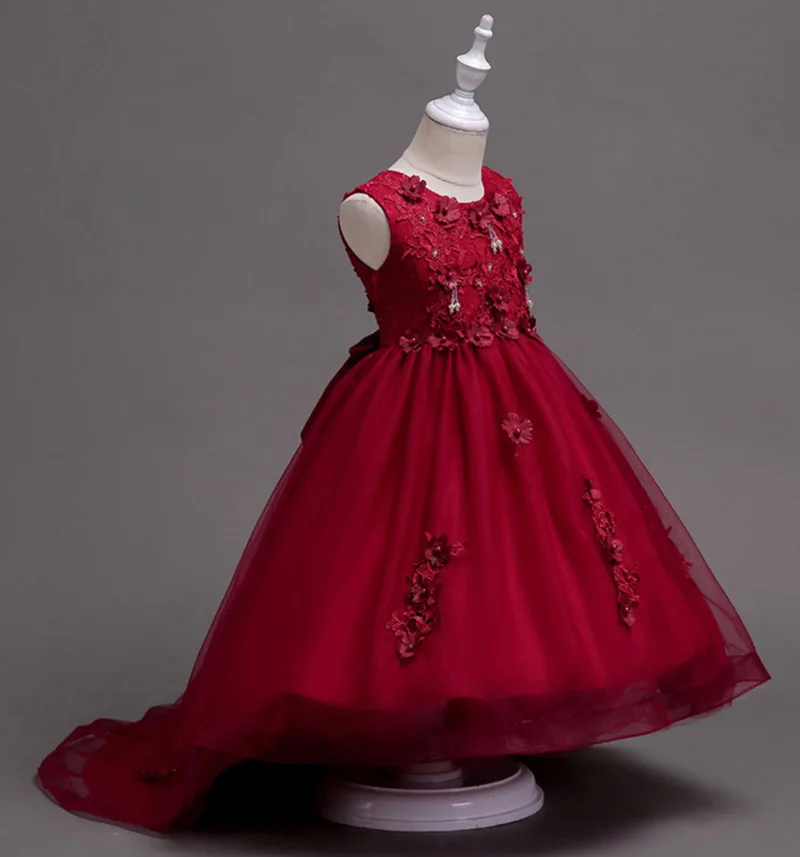 CAILENI Girls Wedding Dress Kids Mermaid Dresses Applique Flower Children Birthday Frocks Baby Party Costume for Girl | Детская одежда