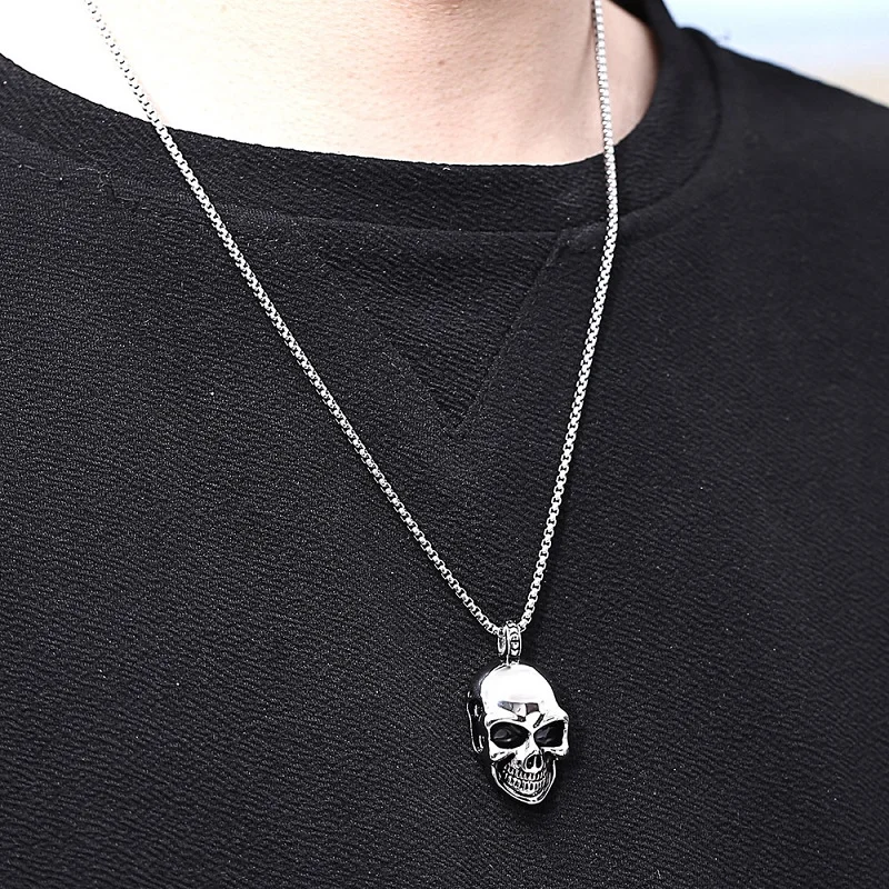 Для Мужчин Скелет Кулон Цепочки и ожерелья Дизайн Jewellery панк Нержавеющая сталь