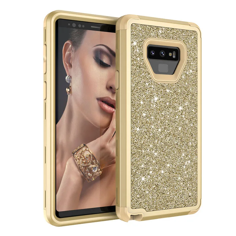 Light Gold Блестящий Алмаз задняя крышка для samsung note9 s9 Plus note8 противоударный жесткий чехол гибридная Противоударная защита для мобильного телефона защитный чехол - Цвет: Light Gold