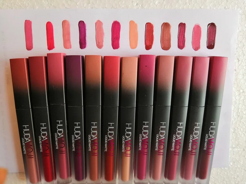 Бесплатная доставка новейший макияж HUDAMOJI матовый блеск для губ Набор