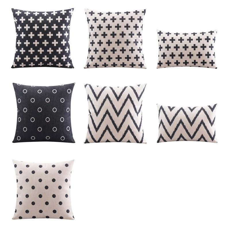 Подушка в полоску Геометрическая наволочка для автомобиля офисный Поясничный