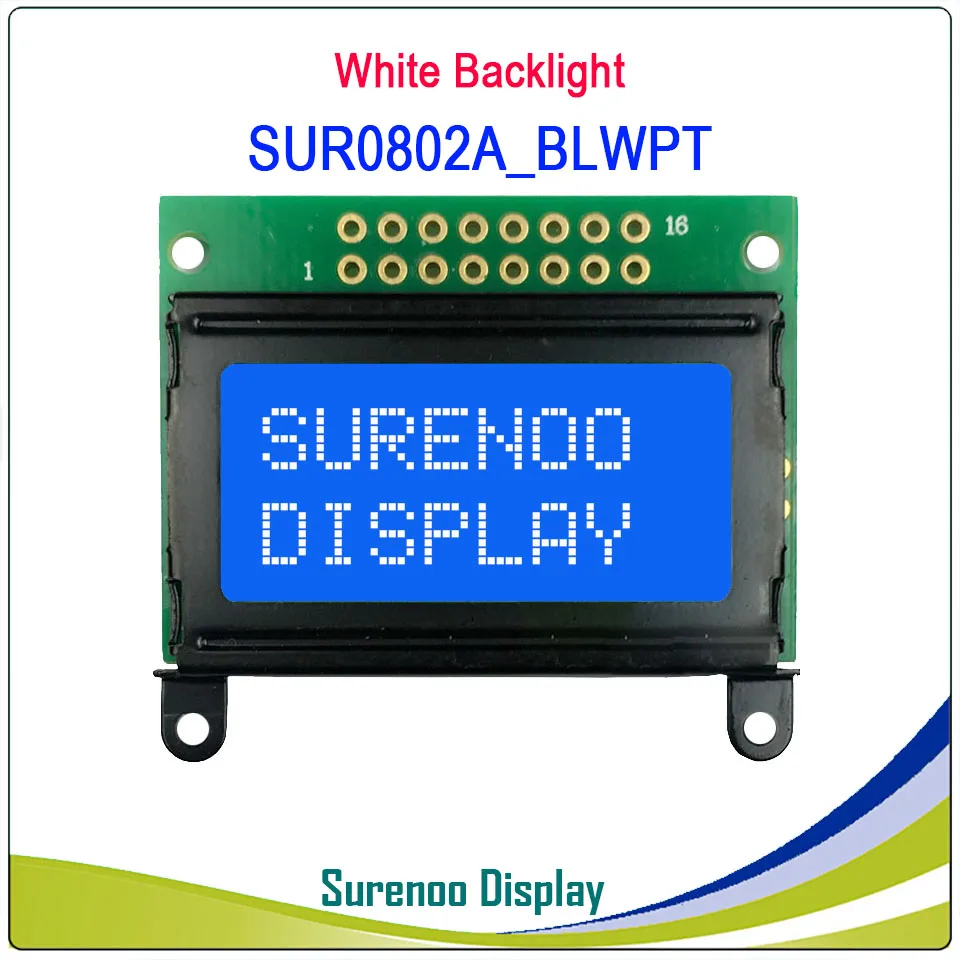 SUR0802A-BLWPT 5 шт. X 8*2 0802 8X2 символ ЖК-модуль дисплей экран LCM с/без подсветки встроенный контроллер SPLC780D - Цвет: SUR0802A-BLWPT