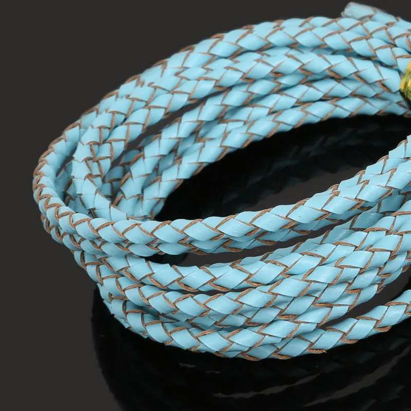 Новый 2 метра/упаковка 3 мм круглый плетеный кожаный шнур/веревка для ожерелья