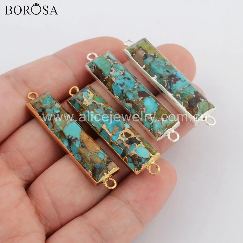 Набор ювелирных изделий BOROSA прямоугольник золотой цвет медный бирюзовый