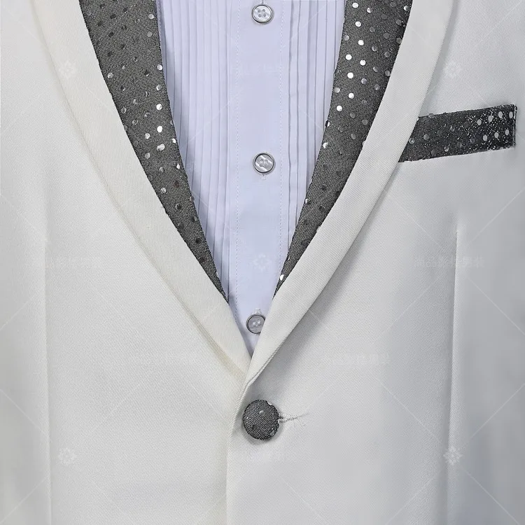 

free shipping Korean Men stage suits theatrical costumes studio theme nightclub singer host with Sequins 2-piece set black white