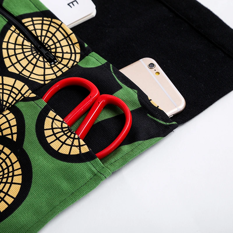 Фартук женский с цветочным принтом наполовину карманом на молнии для официанток