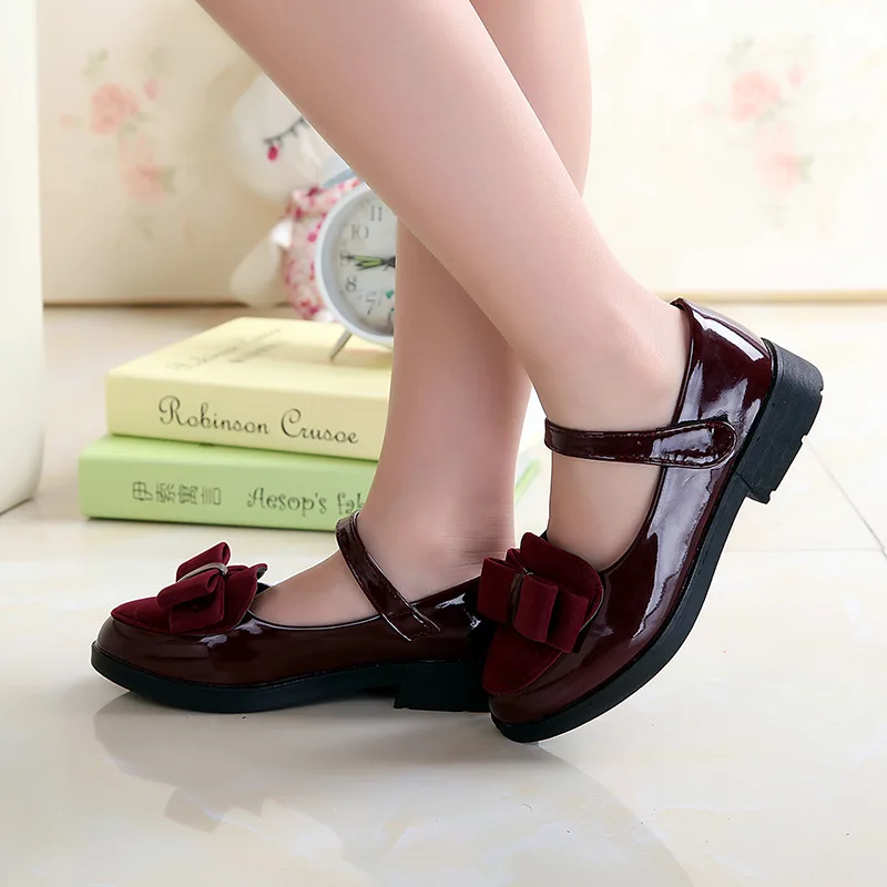 Качественная обувь для маленьких девочек кожаные кроссовки принцессы с бантом