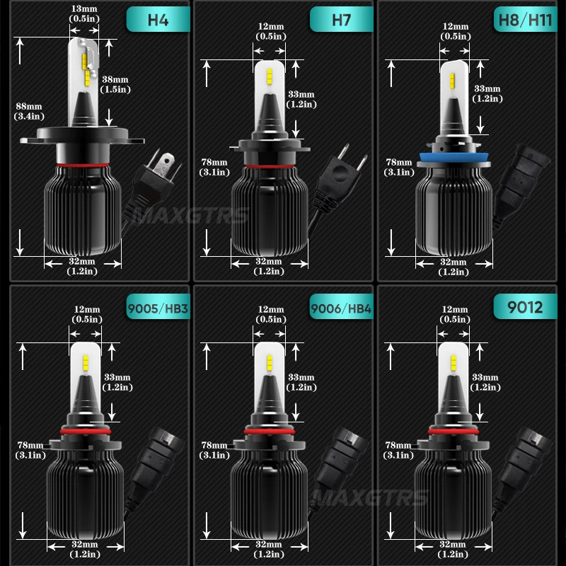 2 шт. мини лампа H4 H7 H8 H11 9005 9006 HB3 HB4 9012 6000 лм|Передние LED-фары для авто| |