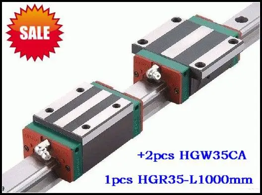 

1 шт. HIWIN Линейная направляющая HGR35 L1000 мм рельса + 2 шт. HGW35CA фланцевые блочные подшипники