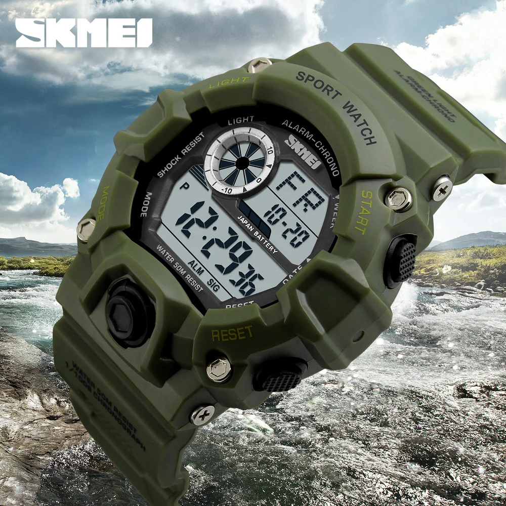 SKMEI спортивные часы мужские роскошные брендовые армейские камуфляжные