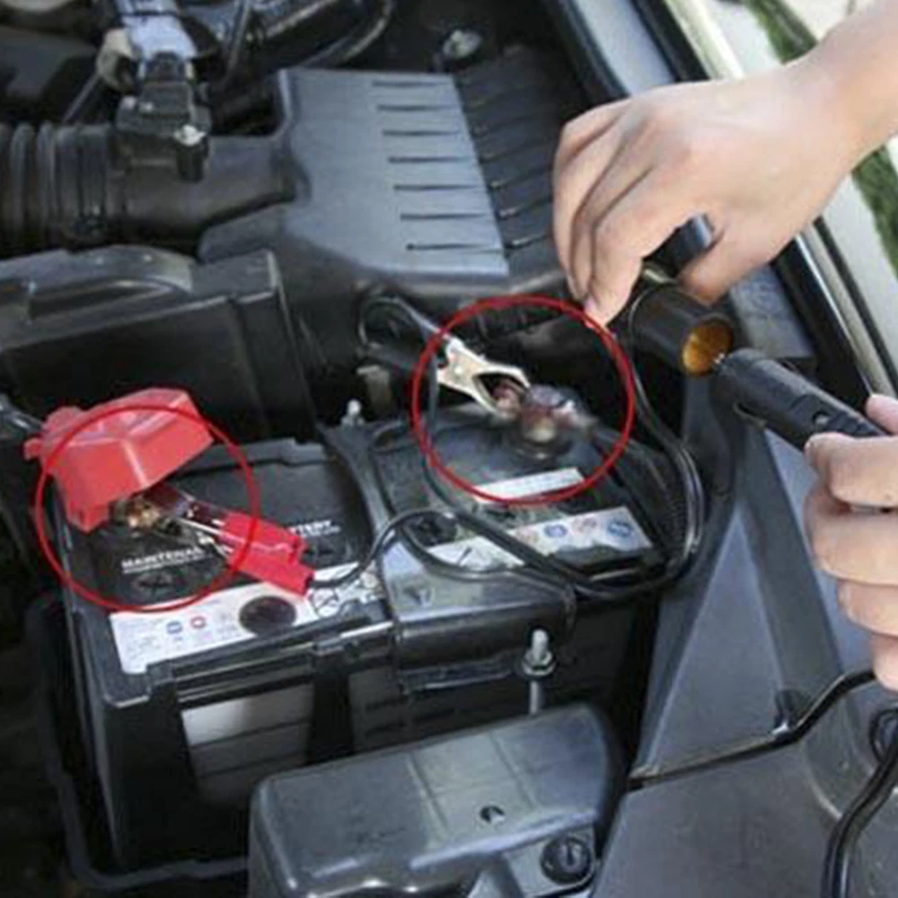 

Car Battery Cigarette Lighter Cable Socket Battery Terminal Power Wire Socket Connector With Alligator Clip Extension Cord