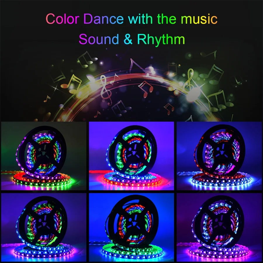 Цветная светодиодная лента для танцев с музыкальным звуком RGB DC12V WS2811 5050