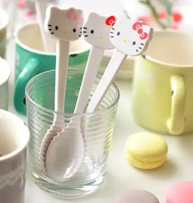 1 шт. прекрасный hello kitty чашка ложка чай кофе мороженое совок ковш