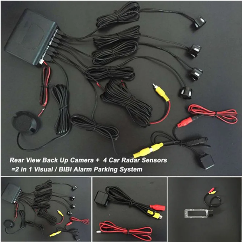 HD CCD Автомобильная резервная камера заднего вида + 4 датчика реверсивная помощь