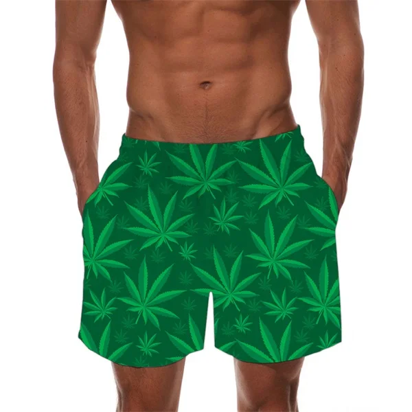 INSTANTARTS Tropical Hemp Weed Leaves/Maple Leaf Pattern Man's Swimming Trunks Beach Board Shorts Quick Dry Sports Swim Suits - Цвет: HMF920Z34