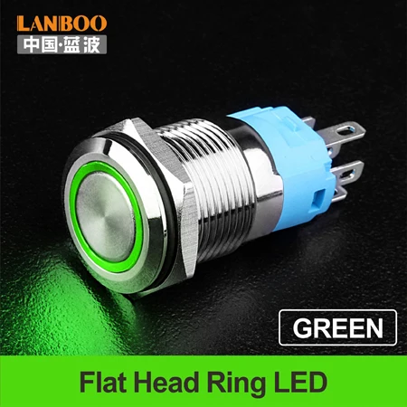 Green Light Ring LANBOO 16 мм led buttonswitch прямые продажи с фабрики, кнопочный переключатель производство - Цвет: Green Light Ring