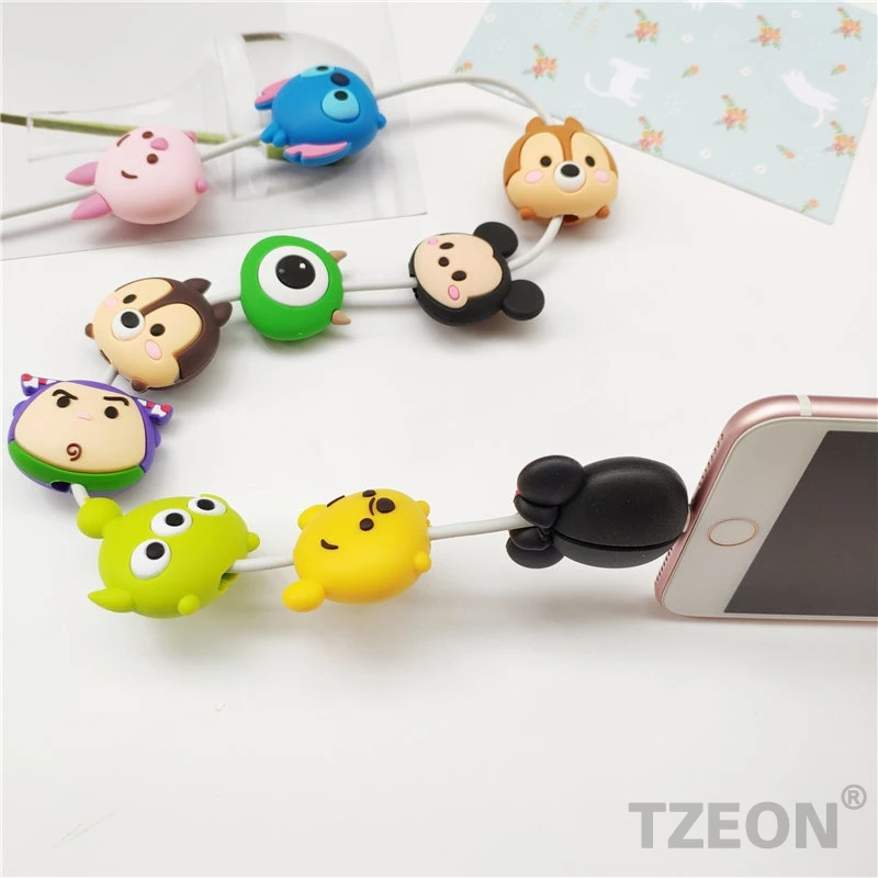 Мультяшная фигурка кабель протектор для IPhone Lightning type C Micro USB TSUM линия данных силиконовая бобина для samsung Xiaomi huawei