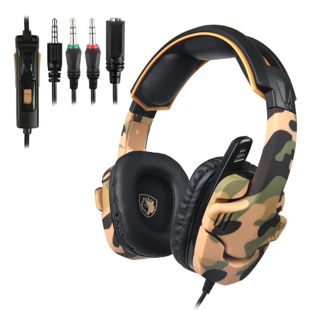 SADES камуфляжные наушники SA930 PS4 стерео игровая гарнитура 3 5 мм с микрофоном для