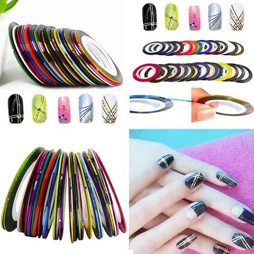 

30 Mixed Colors Striping Rolls Tape Line Nail Art Salon Stickers Tips DIY Decorations 5WGX 7GSS