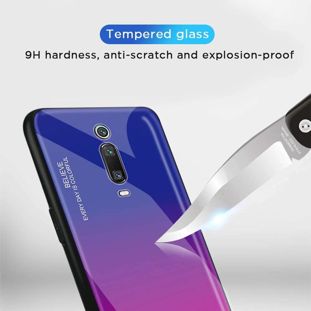 KEYSION градиентный чехол из закаленного стекла для Xiaomi Redmi K20 Pro Mi 9 9T защитный