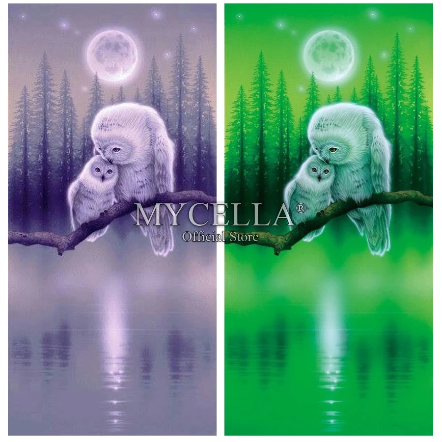 5d Diy Алмазная вышивка крестиком на рисунке луна лес сова стразами Животные Полный
