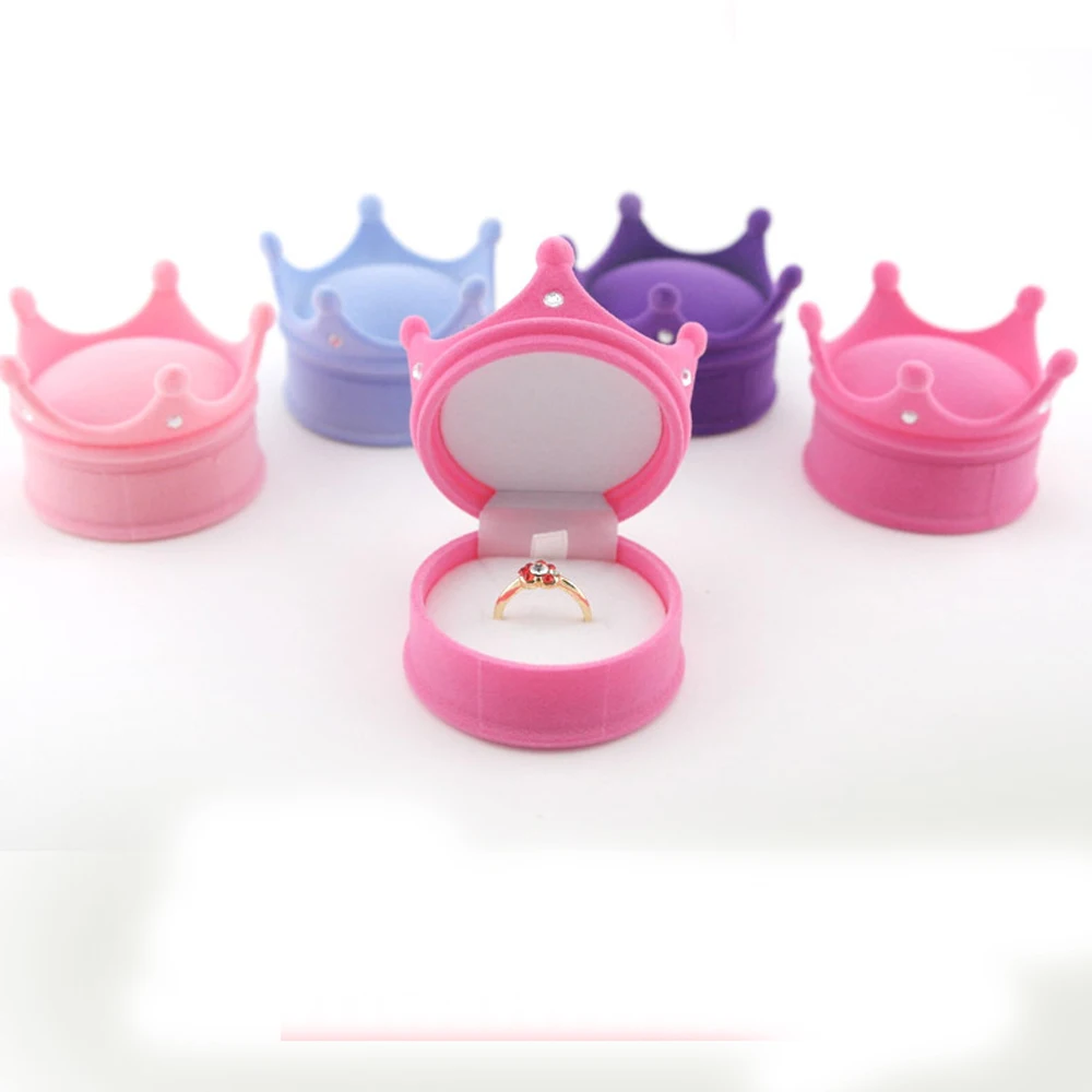 

Crown Velvet Ring Box Earring Ear Stud Necklace Display Case Container Wedding Gift Box