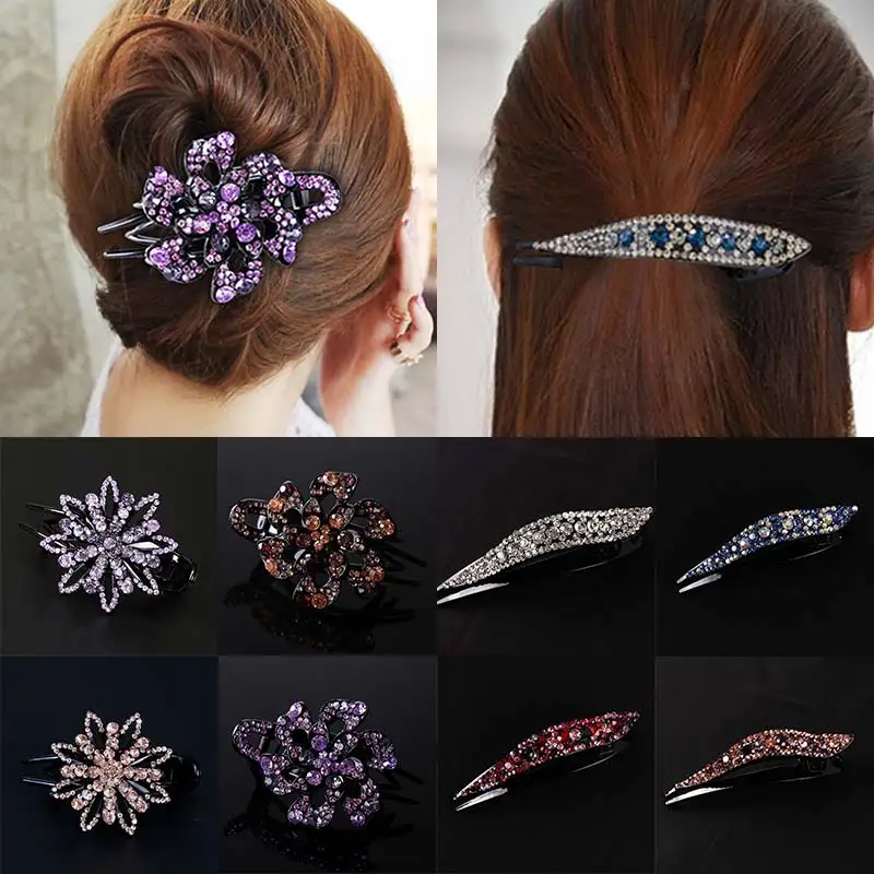

1PC Hairpin Hair Accessories Duckbill Clip Hair Jewelry Top Side Clip 43 Colors Rhinestones Crystal Hair Clips
