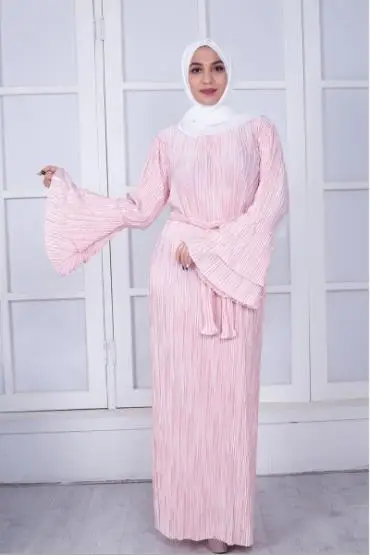 Vestidos кафтан абайя Дубай Бангладеш Плиссированное Макси мусульманское хиджаб
