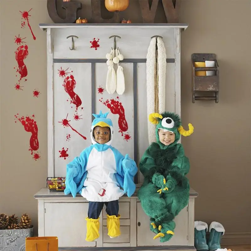 Самостоятельная водонепроницаемая и съемная захватывающая красная кровавая стена наклейка искусство мурал бумага Хэллоуин 's декорации на ноге.