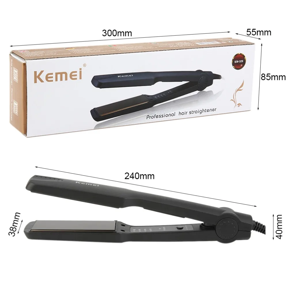 

KEMEI KM-329 Professional Tourmaline Ceramic Heating Plate Hair Straightener Styling Tools With Fast Warm-up Thermal Performance