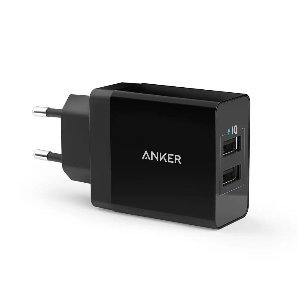 Anker 24 Вт 2-Порты и разъёмы USB Wall Зарядное устройство(вилка стандарта ЕС/Великобритания вилка) и PowerIQ Технология для iPhone, iPad, галактики, Nexus, htc, Motorola, LG и т. д - Тип штекера: Европейский Союз (ЕС)