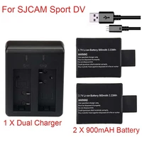 2pcs 900mah rechargable li ion battery dual charger for sjcam sj 4000 sj4000 wifi sj5000 wifi m10 sj5000x elite action camera