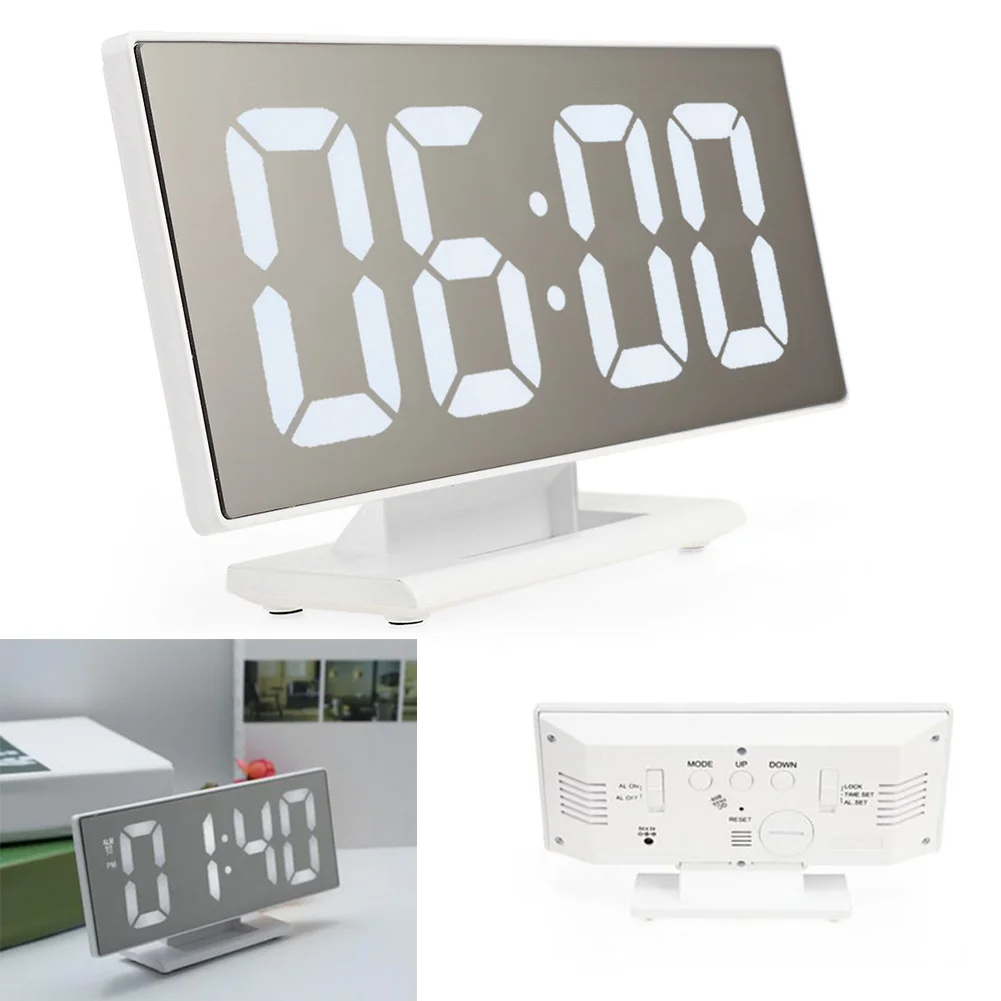 Led Table USB Decor Multifunction Large Screen Mirror Snooze Digital Desktop Alarm Clock | Дом и сад