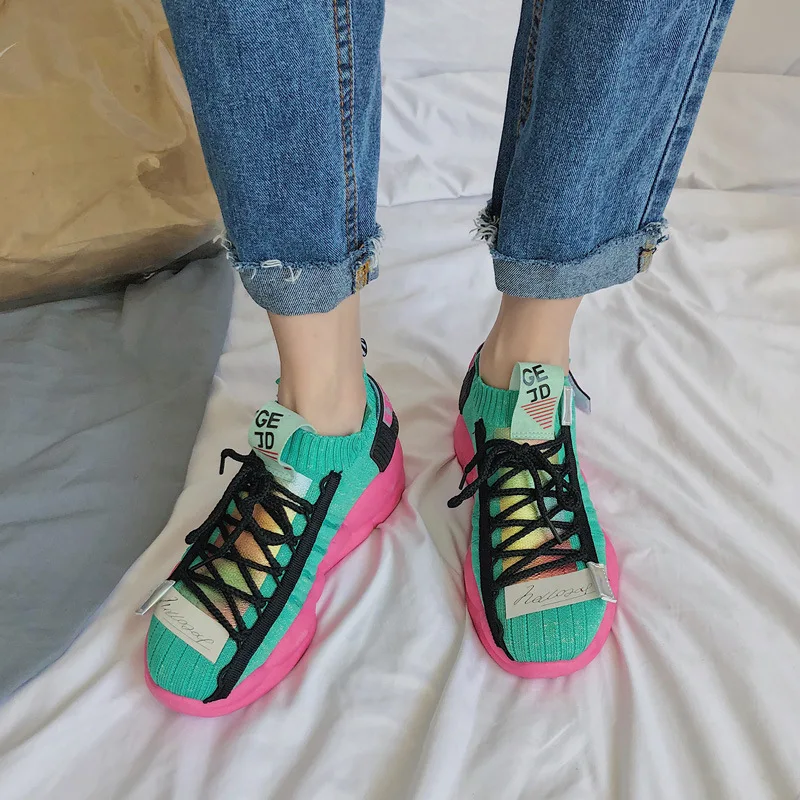 Женские тканые кроссовки Fujin Torre повседневные туфли на плоской подошве обувь для