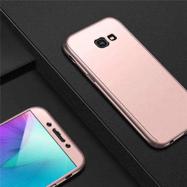360 полный защитный чехол для телефона для samsung Galaxy A3 A5 A7 J7 J5 A6 A8 плюс чехол для samsung A5 A7 A3 чехол Крышка - Цвет: Розовый
