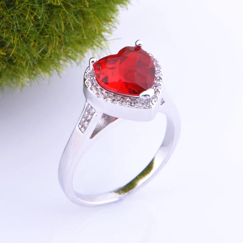 Almei Buy Bulk China Bridal Cubic Zirconia Ring for Women Silver Color Female Rings Wedding Anel Jewelry Crystal Love Heart J123 | Украшения