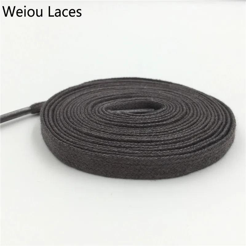Weiou Quality Flat Waxed Shoelace 8mm Width Unisex Shoestrings Cord 100% Cotton Shoe Lace For Leather Shoes Boots Free Shipping