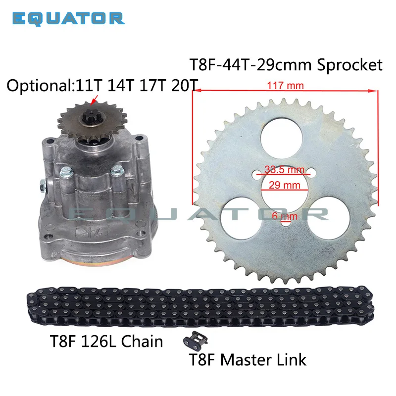 29inner Dia 44T SET T8F барабан сцепления коробка передач Звездочка с цепью для 33cc 43cc 49cc Ty Rod II Go Kart мини мото байк скутер Xtreme ATV багги - Цвет: 29inner Dia 44T SET