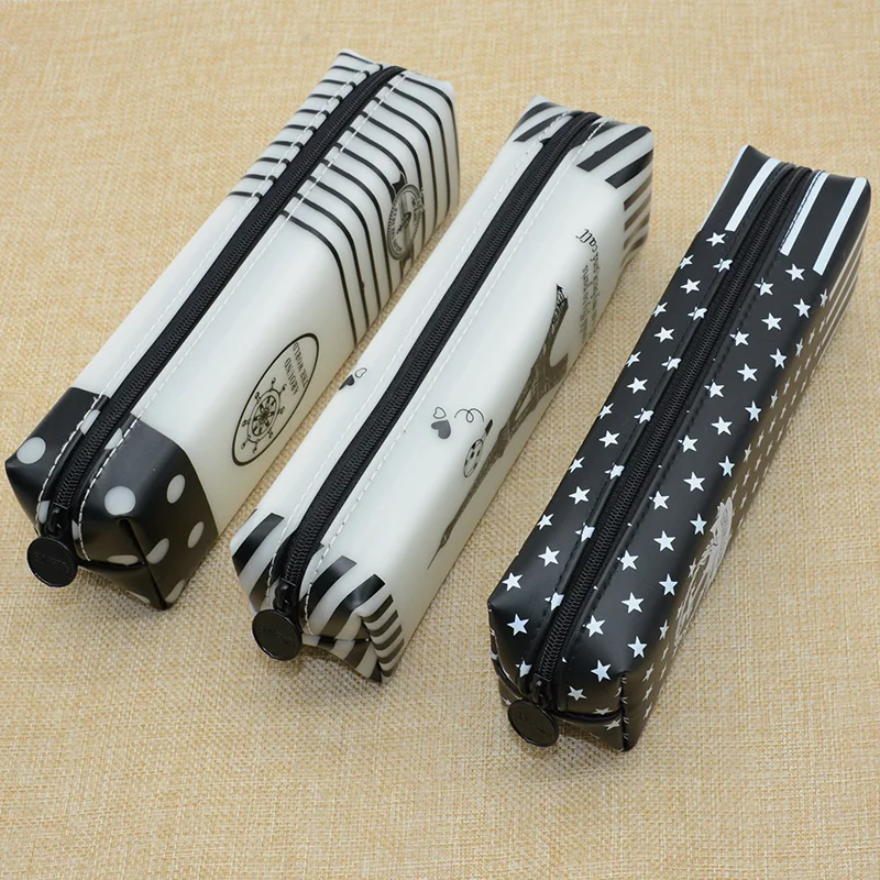 Kawaii школьный пенал силиконовый escolar pencilcase Эйфелева башня etui карамельный рулон kalem