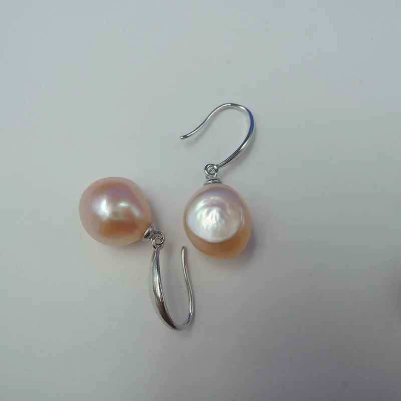 Серьги с натуральным пресноводным жемчугом серьги из серебра 100% пробы 925 большим