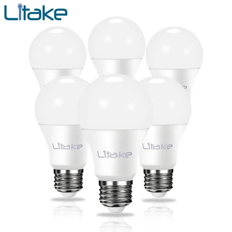 Светодиодная лампа Litake 6 упаковок A19 E26/E27 60 Вт эквивалент 11 дневсветильник белого