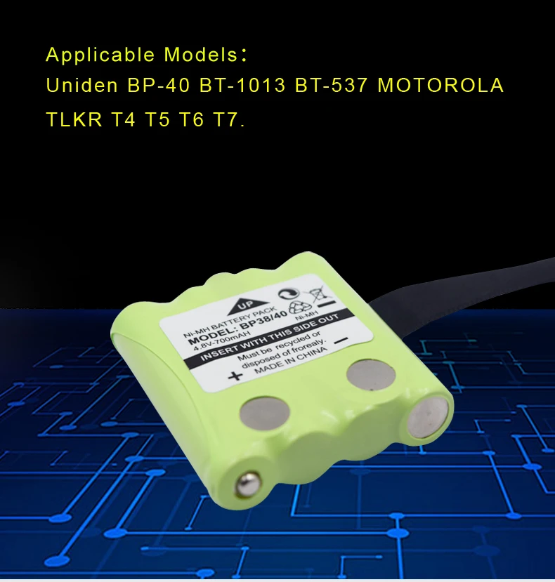 Palo 4,8 V 700 мА/ч, металл-гидридных или никель Батарея для Uniden BP-38 BP-40 BT-1013 BT-537 для MOTOROLA TLKR T4 T5 T6 T7 T8 серии модели